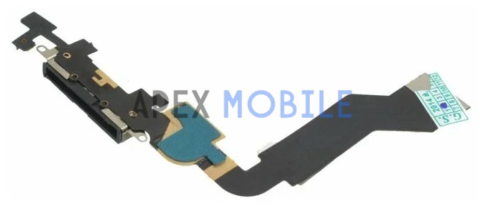 Шлейф iPhone 4S с разъемом зарядки/микрофоном (черный) - Оригинал
