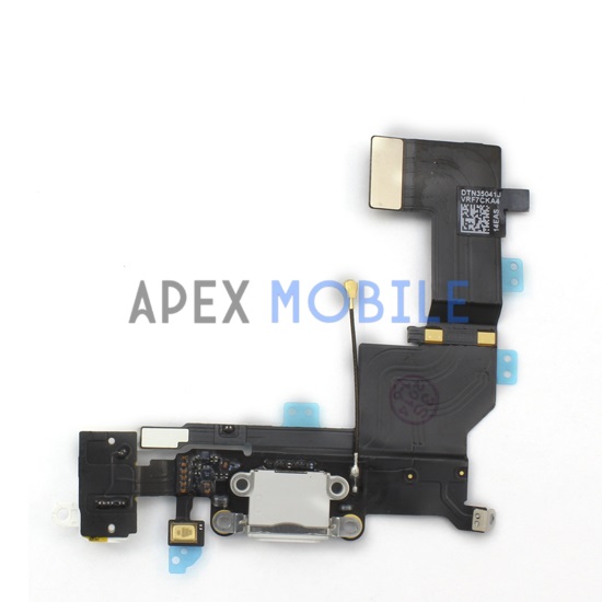 Шлейф для iPhone 5S с разъемом зарядки/гарнитуры/микрофоном (белый)