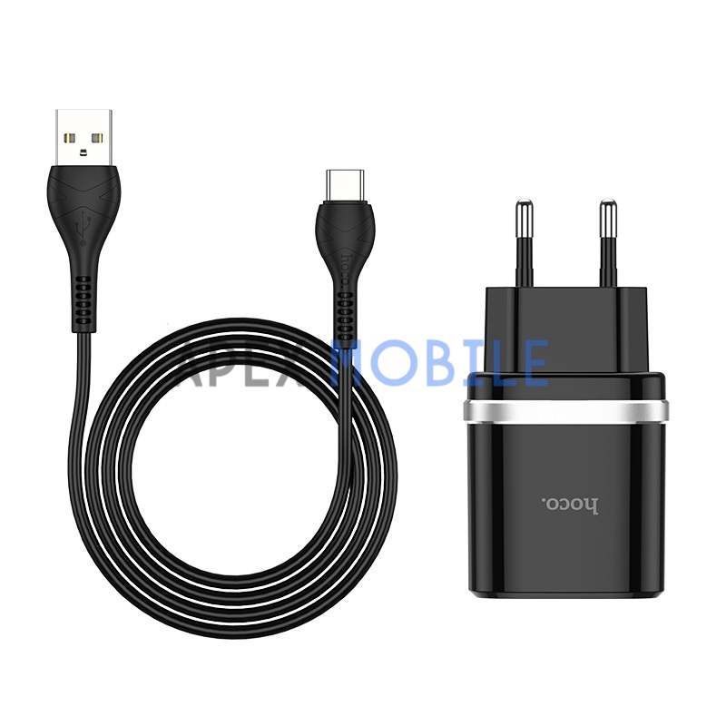 Сетевая зарядка Hoco C12Q (3A QС3.0 + кабель Type-C) черная