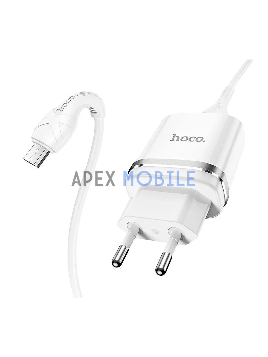 Сетевая зарядка Hoco N1 (2.4A + кабель Micro USB) белая