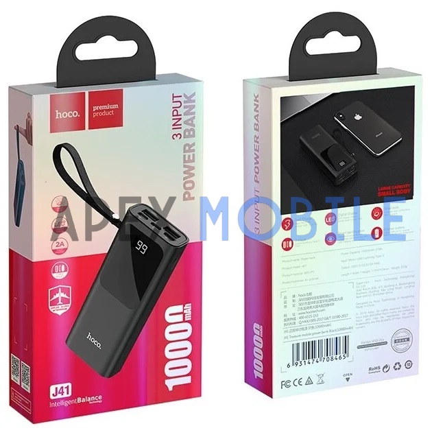 Внешний аккумулятор Hoco J41 Pro 10000 mAh (3A QC3.0 PD) черный