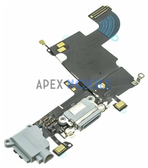 Шлейф для iPhone 6S с разъемом зарядки/гарнитуры/микрофоном (светло-серый)