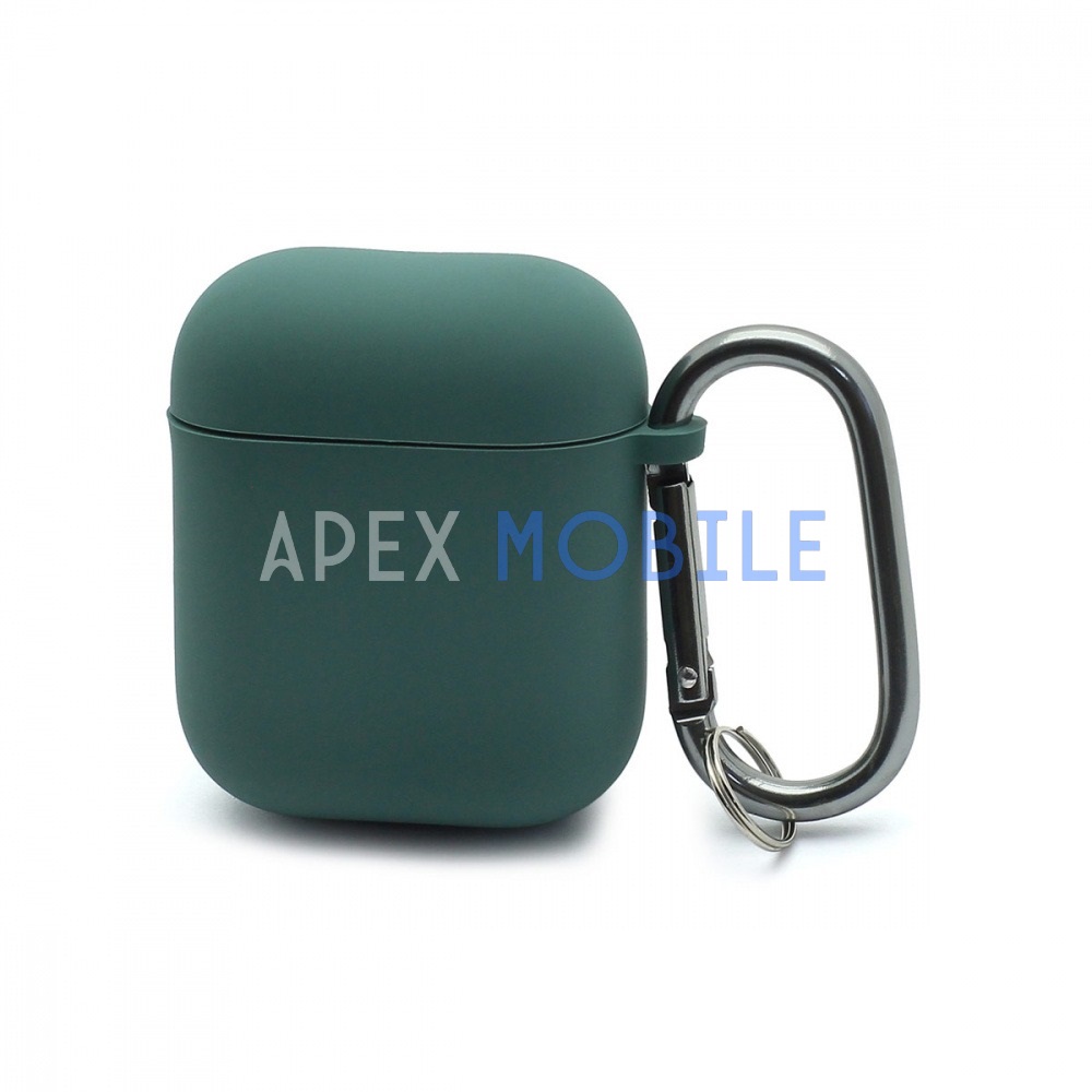 Чехол силиконовый AirPods 2 Silicone Case Premium (темно-зеленый)