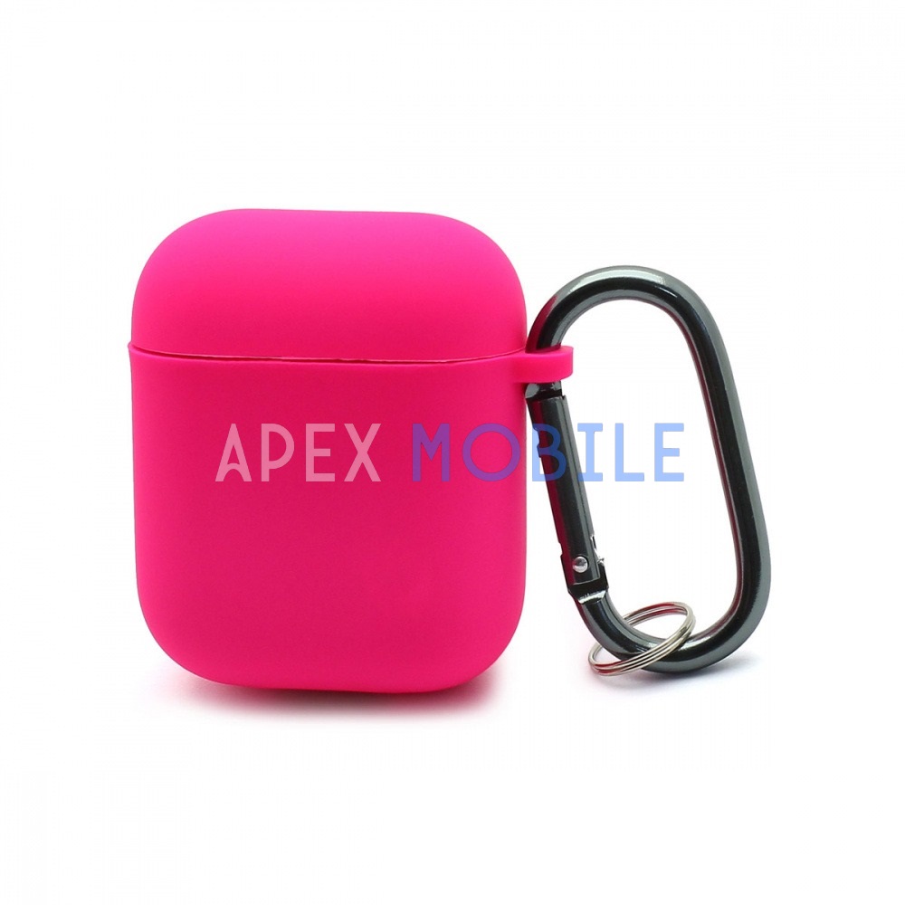 Чехол силиконовый AirPods 2 Silicone Case Premium (ярко-розовый)