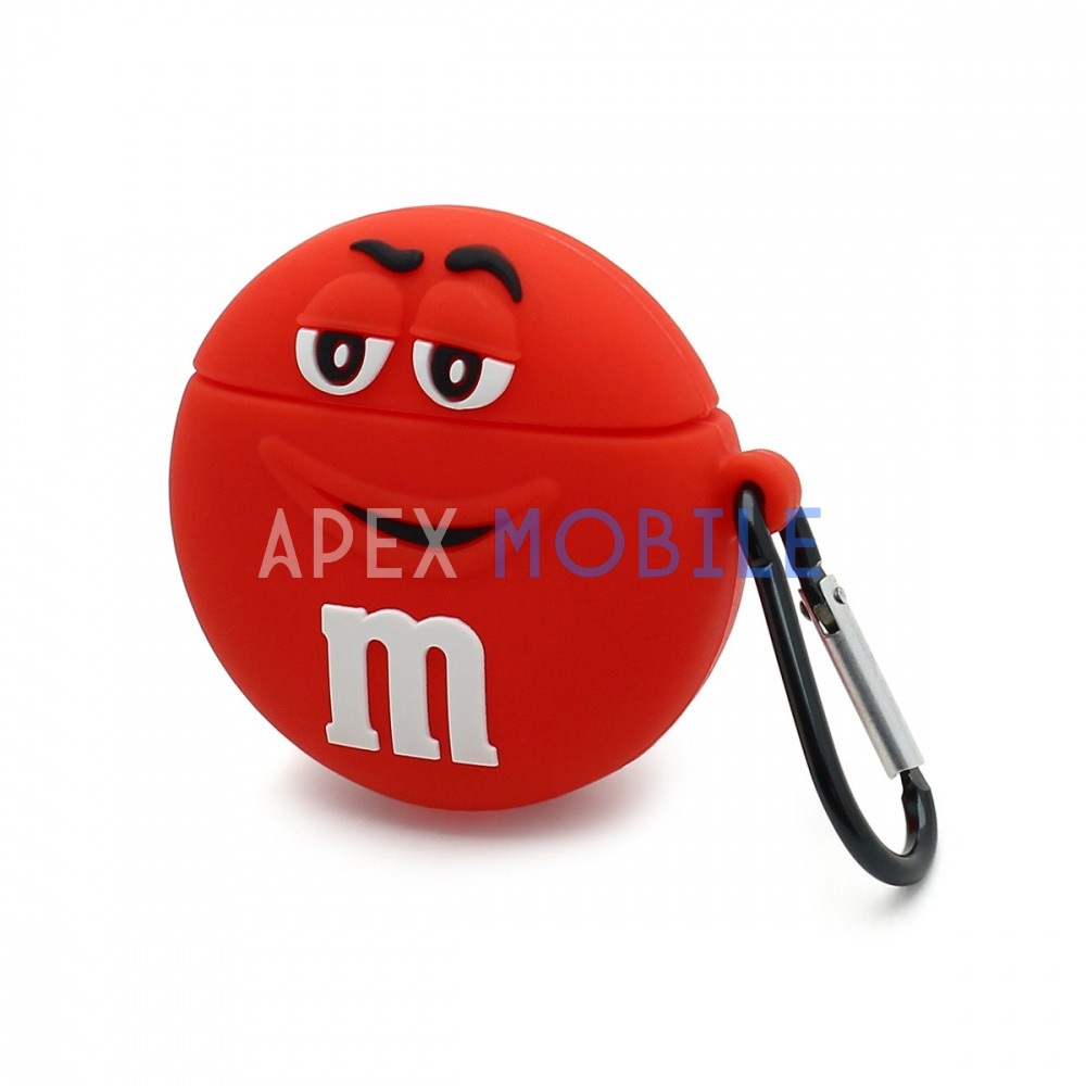 Чехол силиконовый AirPods 2 силиконовый M&M (красный)