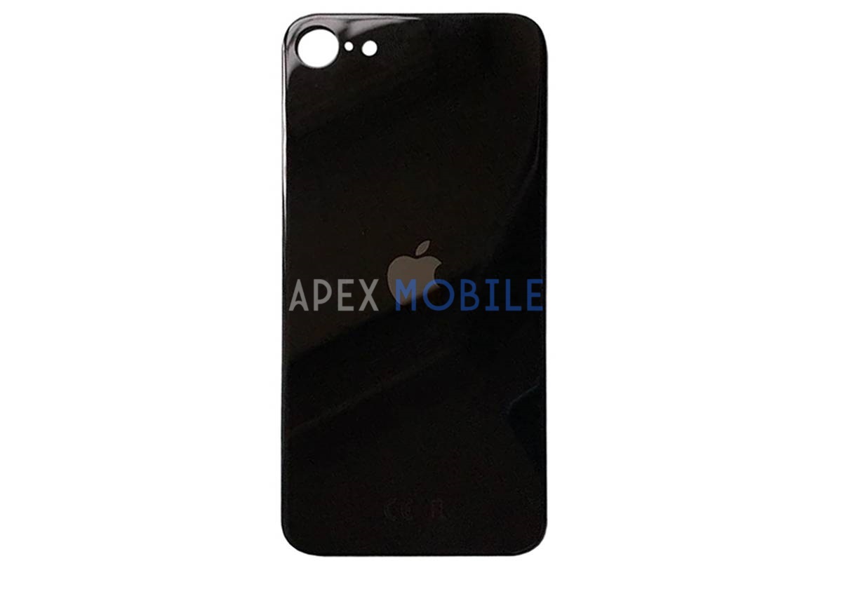Задняя крышка для iPhone SE 2020 (чёрная) с увелич.вырезом под камеру - Оригинал