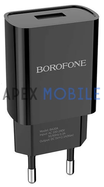 Сетевая зарядка Borofone BA20A (2A) черная