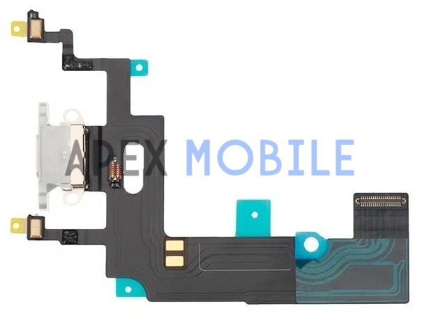 Шлейф для iPhone Xr с разъемом зарядки/микрофоном (белый)
