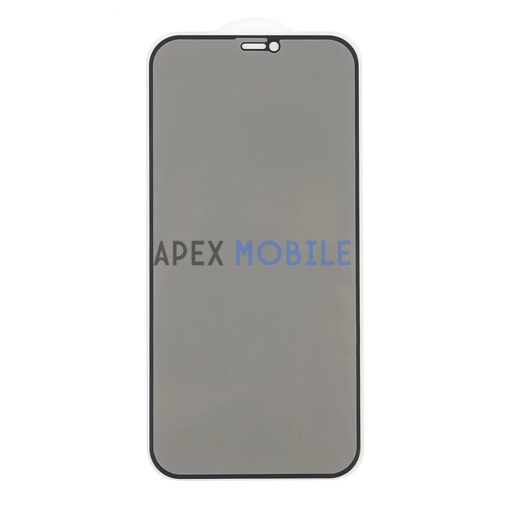 Защитное стекло для iPhone 12/12 Pro (закалённое, полное покрытие, антишпион) черное