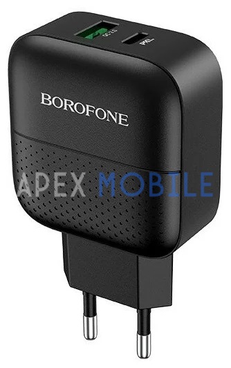 Сетевая зарядка Borofone BA46A (3А QC3.0 PD) черная