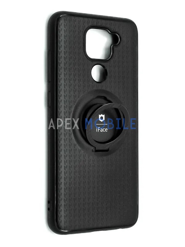 Чехол накладка iFace для Xiaomi Redmi Note 9 с металлической пластиной с кольцом