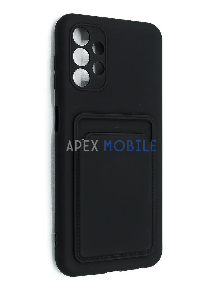 Чехол накладка Soft touch с кармашком для Samsung Galaxy A13 4G/A135 (черный)