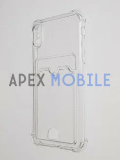 Чехол силиконовый для iPhone X/Xs с кардхолдером и усиленными углами (прозрачный)
