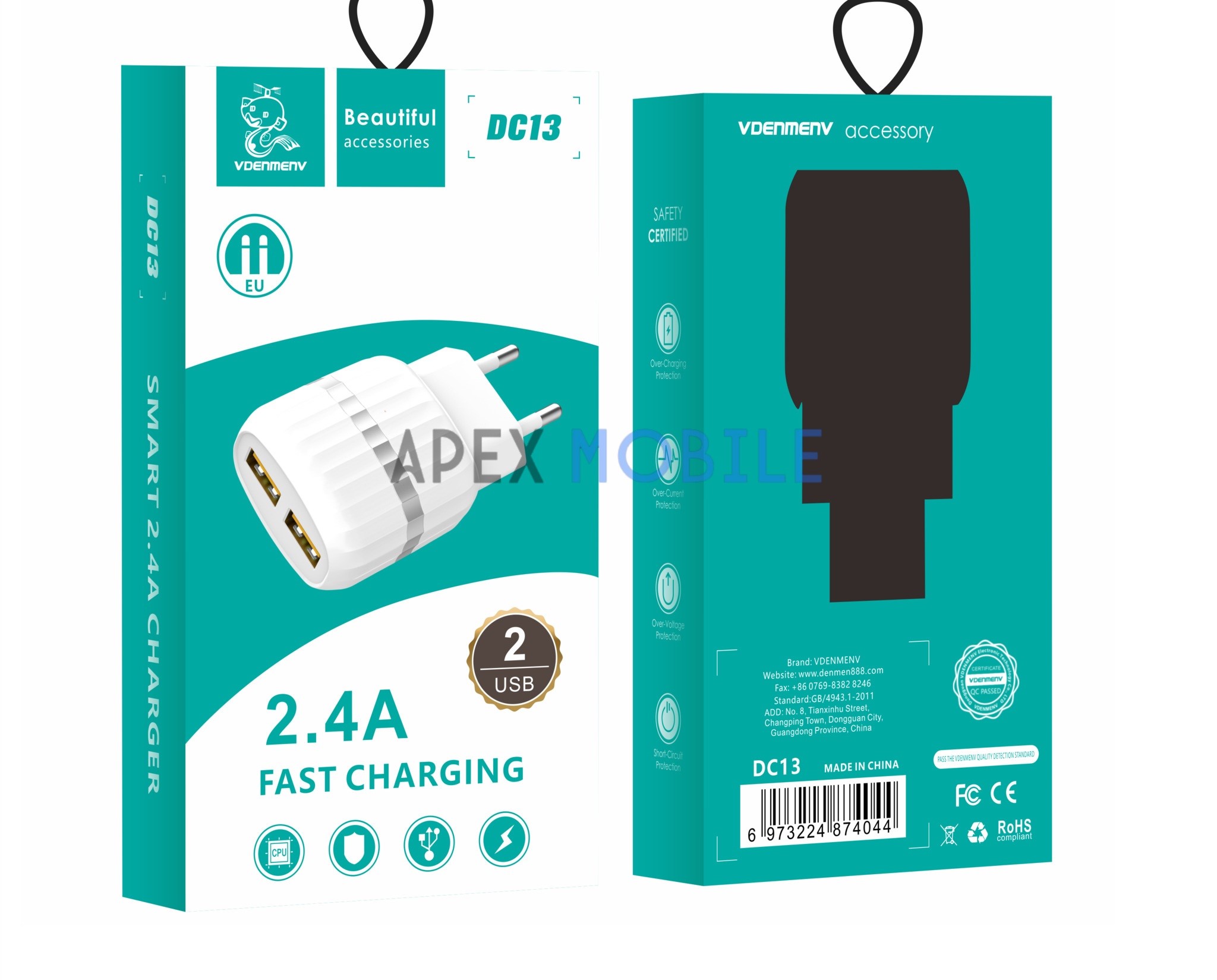 Сетевая зарядка Denmen DC013 (5V 2A) черная