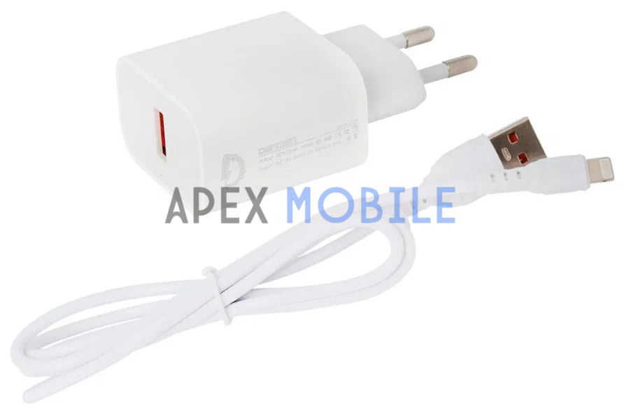 Сетевая зарядка Denmen DC03L (2.4A + Lightning) белая