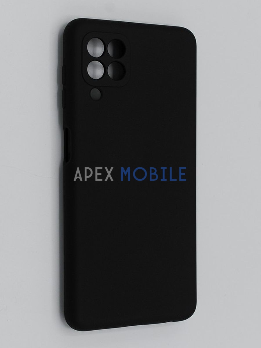 Чехол накладка Silicone Cover с защитой камеры для Samsung Galaxy A22 4G/A225F (черный)