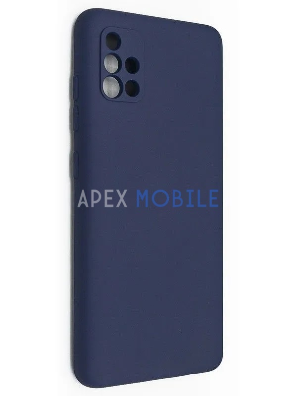 Чехол накладка Silicone Cover с защитой камеры для Samsung Galaxy A51/A515F (синий)