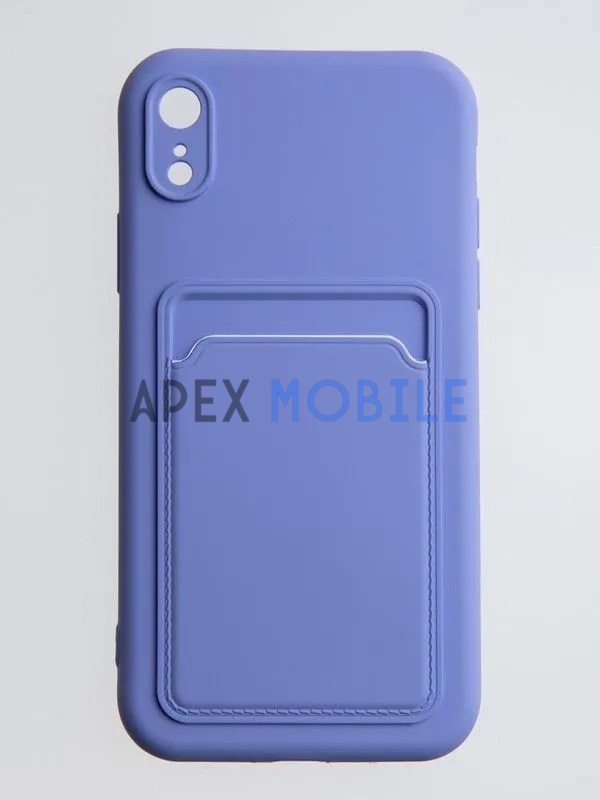 Чехол накладка Soft touch с кармашком для iPhone XR (сиреневый)