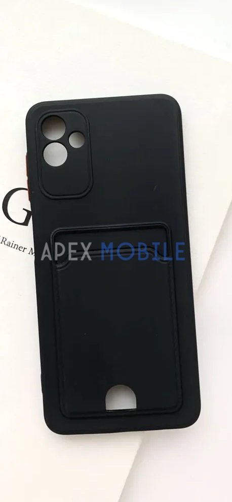 Чехол накладка Soft touch с кармашком для Samsung Galaxy A04/A045F (черный)