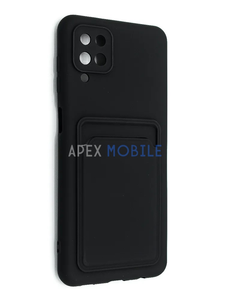 Чехол накладка Soft touch с кармашком для Samsung Galaxy A12/A125F (черный)