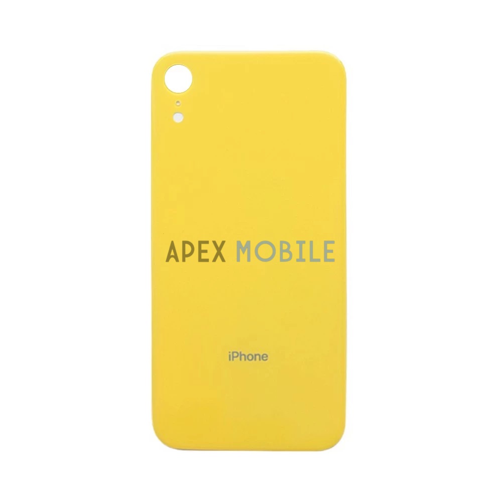 Задняя крышка для iPhone XR (желтая) с увелич.вырезом под камеру - Оригинал