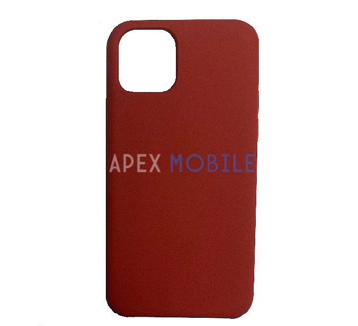 Чехол Silicone Case для iPhone 12 PRO MAX (тёмно-красный) закрытый низ